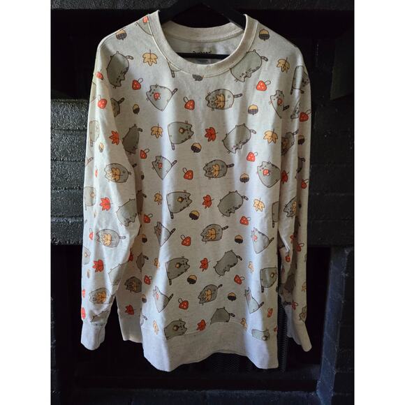 Pusheen Cat Fall Mushroom Acorns crewneck sweatshirt size XL - Picture 1 of 7